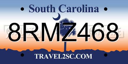 8RMZ468 South Carolina License Plate