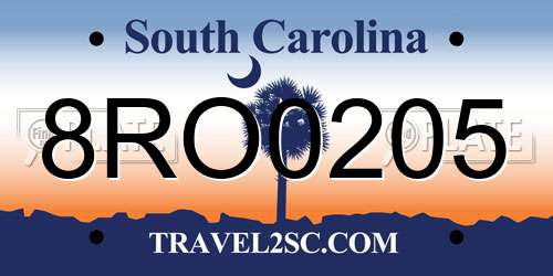 8RO0205 South Carolina License Plate