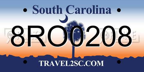 8RO0208 South Carolina License Plate