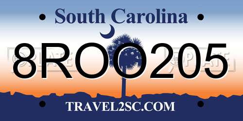 8ROO205 South Carolina License Plate