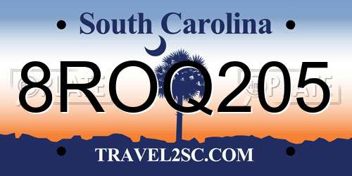 8ROQ205 South Carolina License Plate