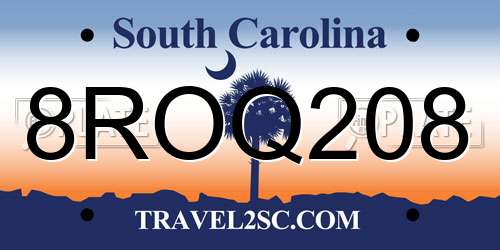 8ROQ208 South Carolina License Plate