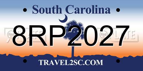 8RP2027 South Carolina License Plate