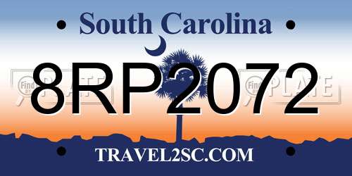 8RP2072 South Carolina License Plate