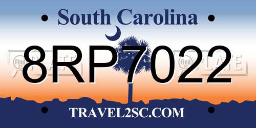 8RP7022 South Carolina License Plate