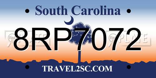 8RP7072 South Carolina License Plate