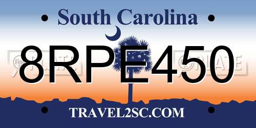 8RPE450 South Carolina License Plate