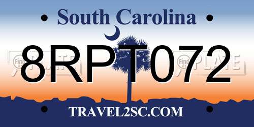 8RPT072 South Carolina License Plate