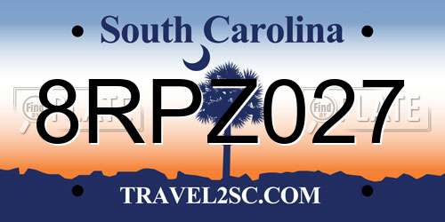8RPZ027 South Carolina License Plate