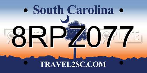 8RPZ077 South Carolina License Plate