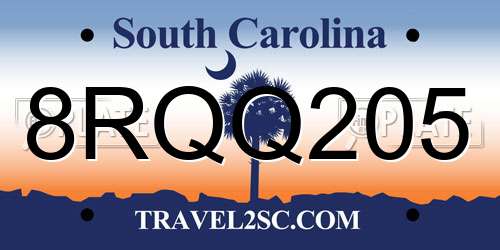 8RQQ205 South Carolina License Plate