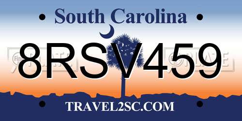 8RSV459 South Carolina License Plate