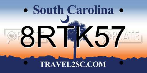 8RTK57 South Carolina License Plate
