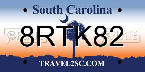 8RTK82 South Carolina License Plate