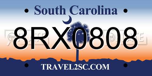 8RX0808 South Carolina License Plate