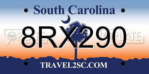 8RX290 South Carolina License Plate