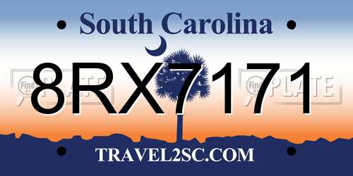 8RX7171 South Carolina License Plate