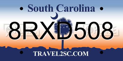 8RXD508 South Carolina License Plate