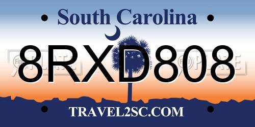 8RXD808 South Carolina License Plate
