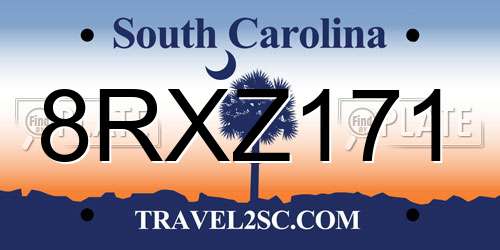 8RXZ171 South Carolina License Plate