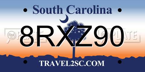 8RXZ90 South Carolina License Plate