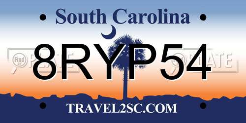 8RYP54 South Carolina License Plate