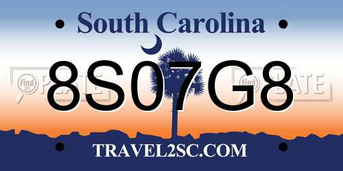 8S07G8 South Carolina License Plate