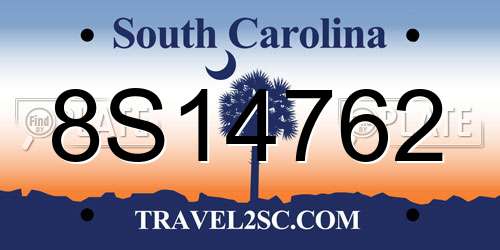 8S14762 South Carolina License Plate