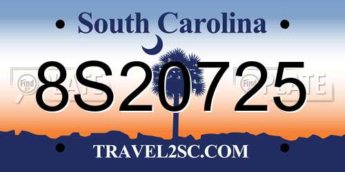 8S20725 South Carolina License Plate