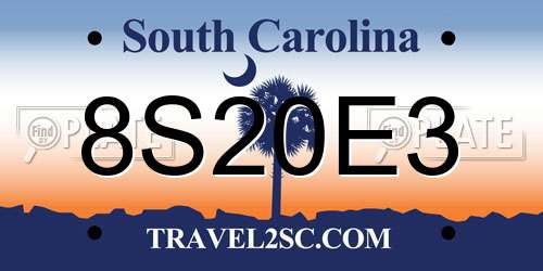 8S20E3 South Carolina License Plate
