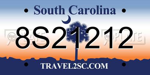 8S21212 South Carolina License Plate