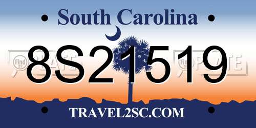 8S21519 South Carolina License Plate