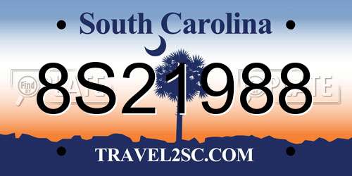 8S21988 South Carolina License Plate
