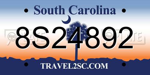 8S24892 South Carolina License Plate