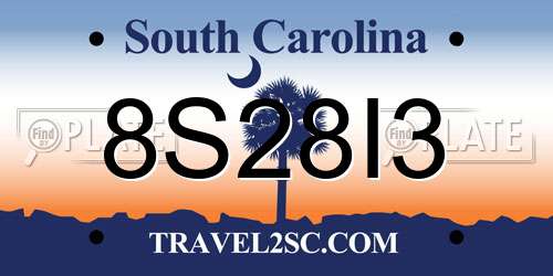 8S28I3 South Carolina License Plate