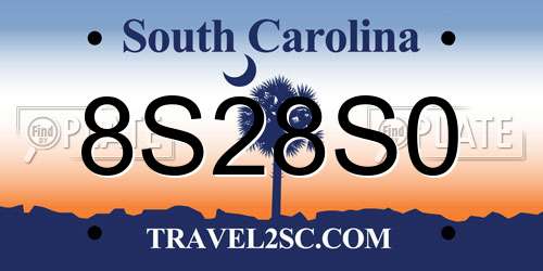 8S28S0 South Carolina License Plate