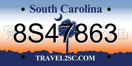 8S47863 South Carolina License Plate