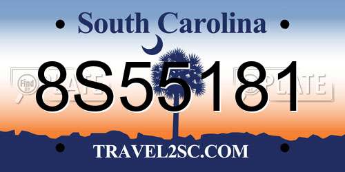 8S55181 South Carolina License Plate