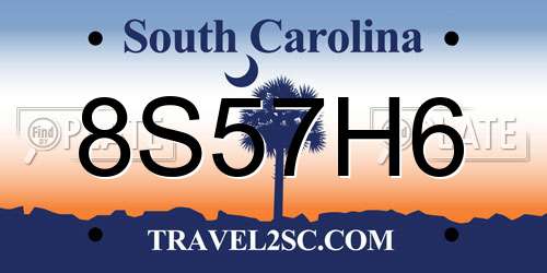 8S57H6 South Carolina License Plate