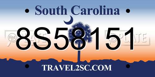 8S58151 South Carolina License Plate