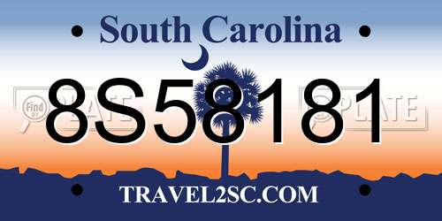 8S58181 South Carolina License Plate
