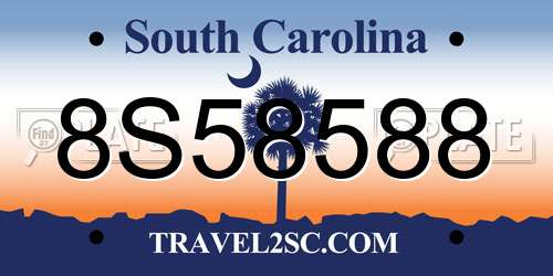 8S58588 South Carolina License Plate