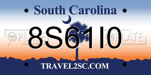 8S61I0 South Carolina License Plate