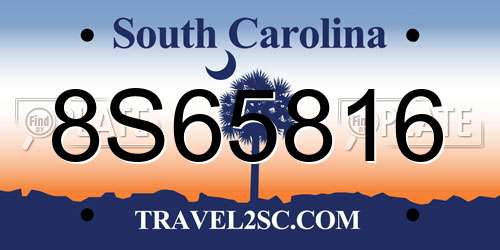 8S65816 South Carolina License Plate