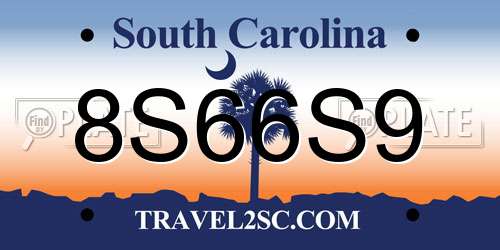 8S66S9 South Carolina License Plate