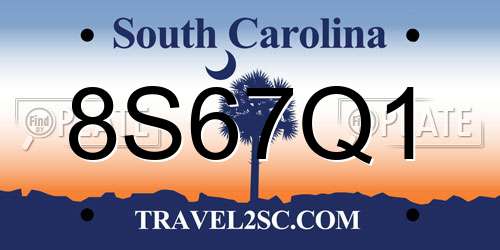 8S67Q1 South Carolina License Plate