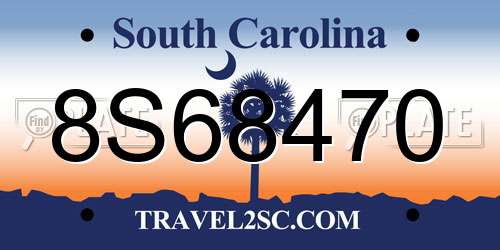 8S68470 South Carolina License Plate
