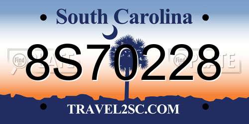 8S70228 South Carolina License Plate