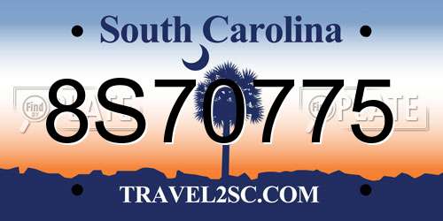 8S70775 South Carolina License Plate
