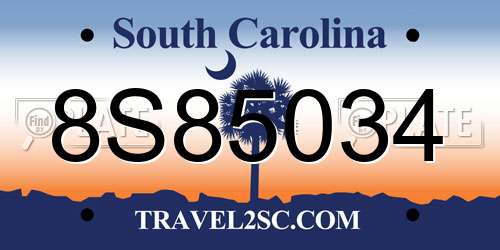 8S85034 South Carolina License Plate